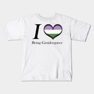 I Heart Being Genderqueer Design Pride Flag Colored Heart Kids T-Shirt